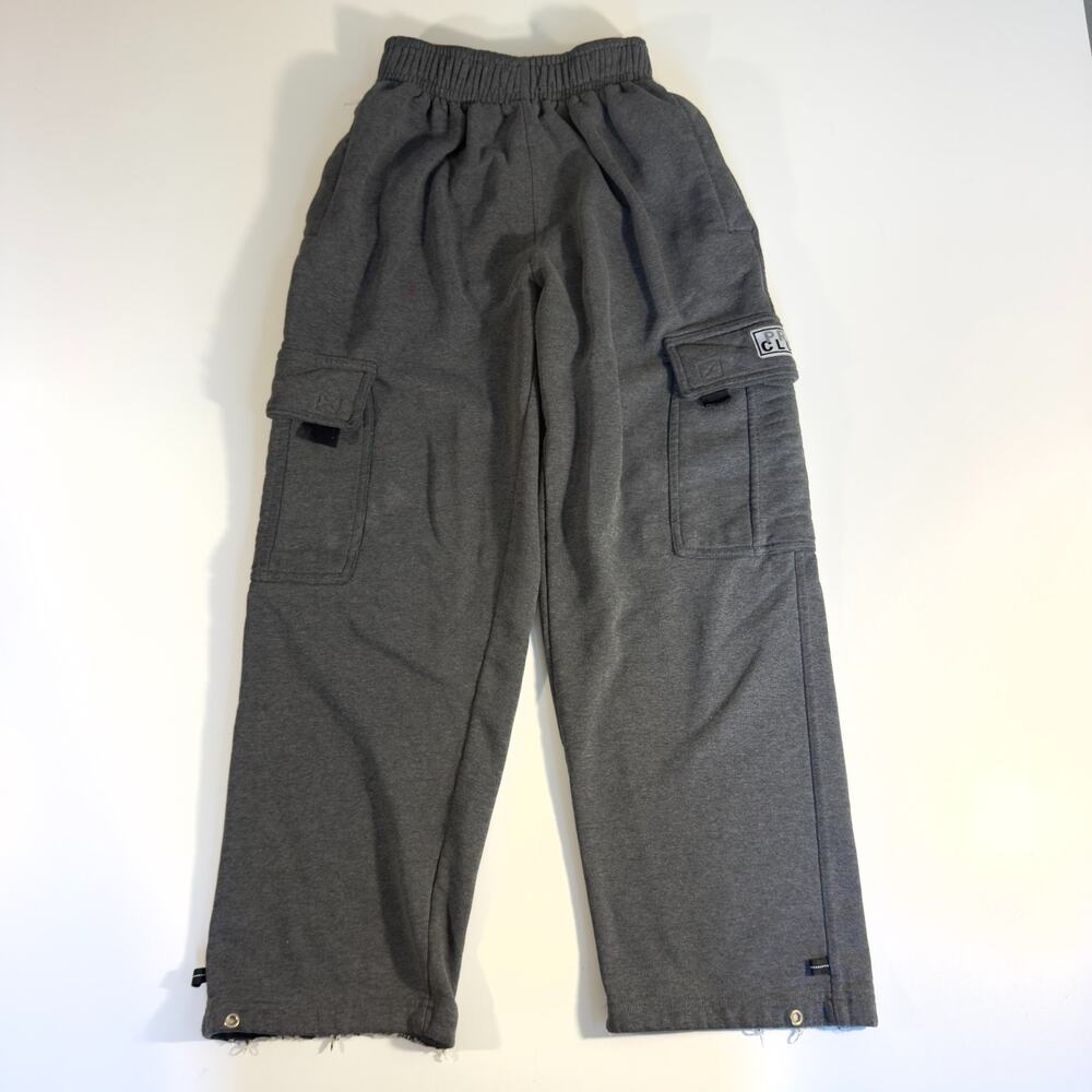Pro Club Heavyweight Cargo Pants Mens Small Charcoal Gray Baggy Sweatpants